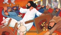 Jezus jaagt geldwisselaars uit de tempel