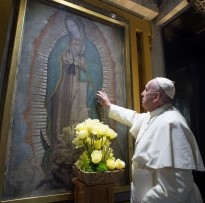 Paus Franciscus bij Maria van Guadeloupe