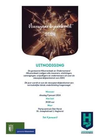 Uitnodiging nieuwjaarsreceptie gemeente Hilvarenbeek