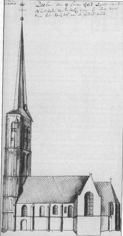 Kerk en toren Diessen 18de eeuw