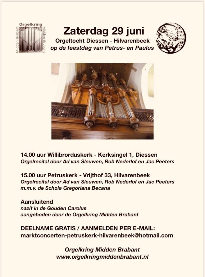 Orgelconcert Diessen - Hilvarenbeek 29 juni 2024